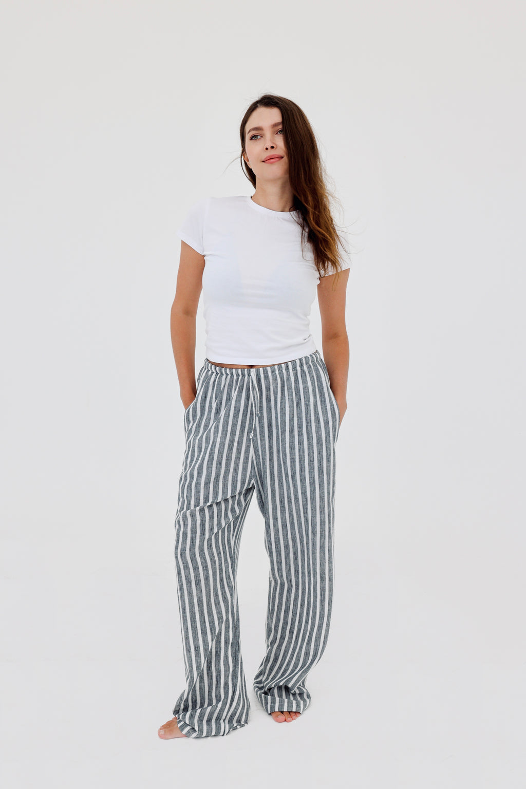 Remal stripped ketan pant Gary