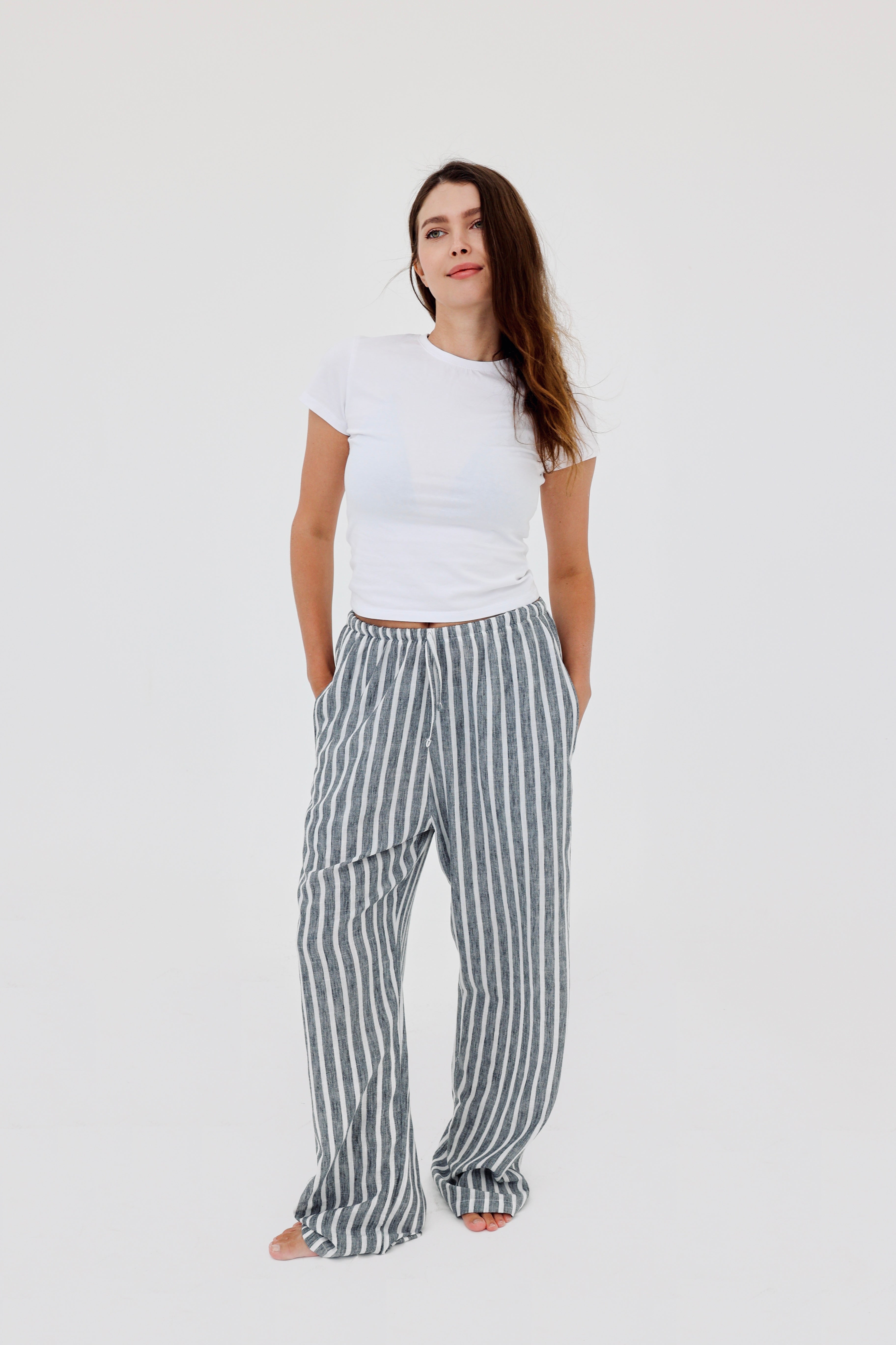 Remal stripped ketan pant Gary