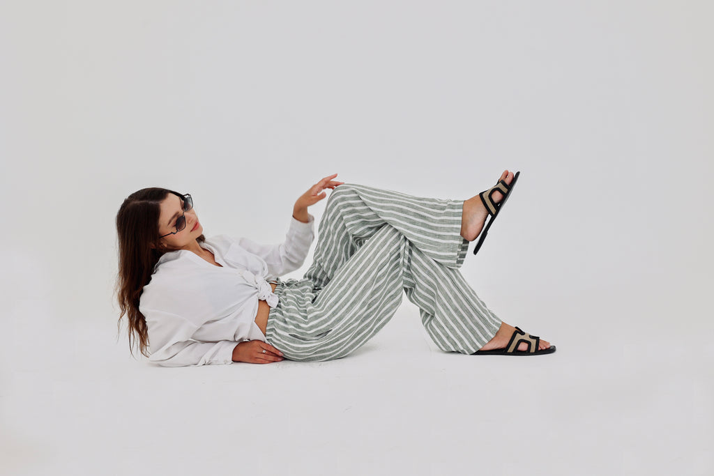 Remal stripped ketan pant Olive