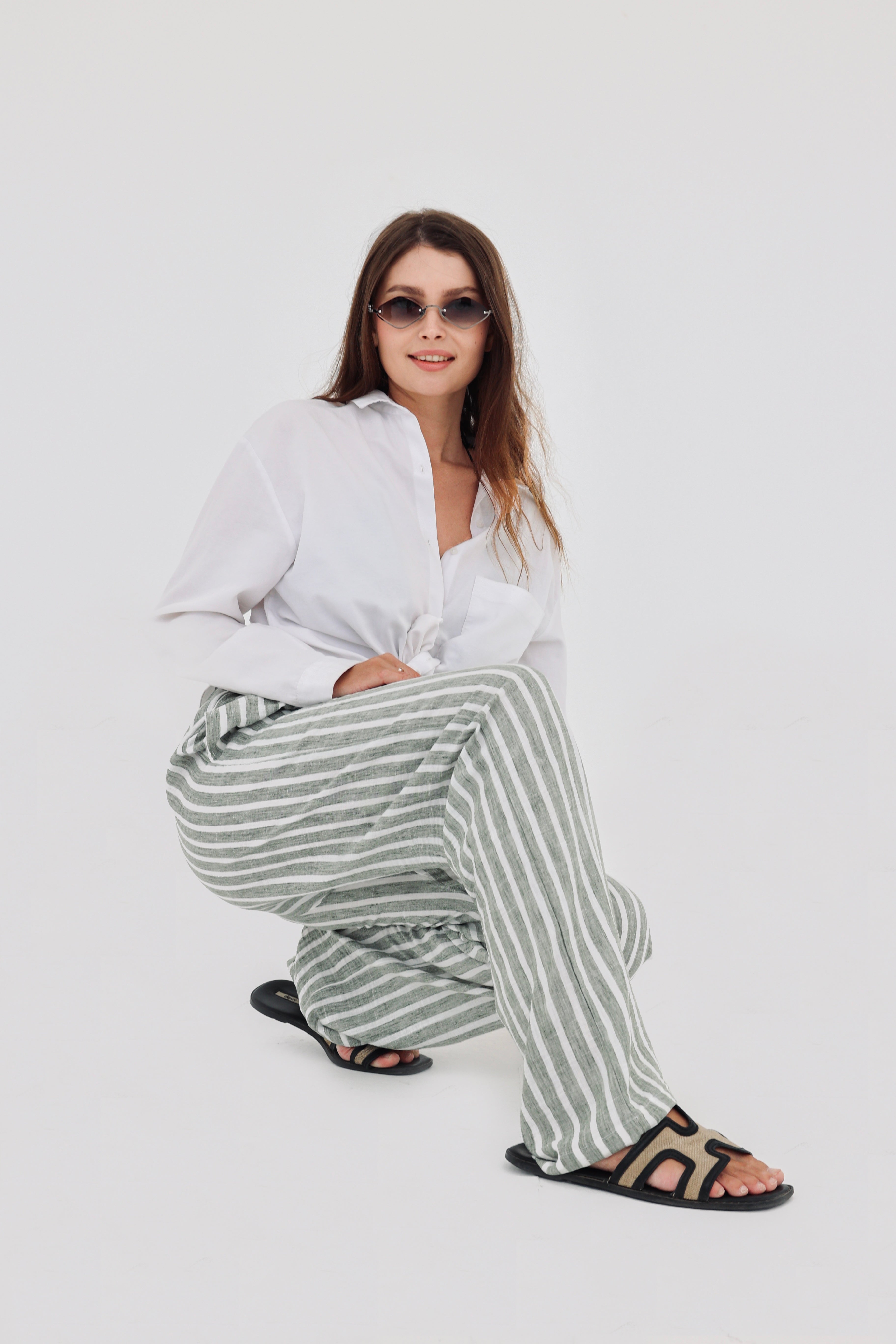 Remal stripped ketan pant Olive