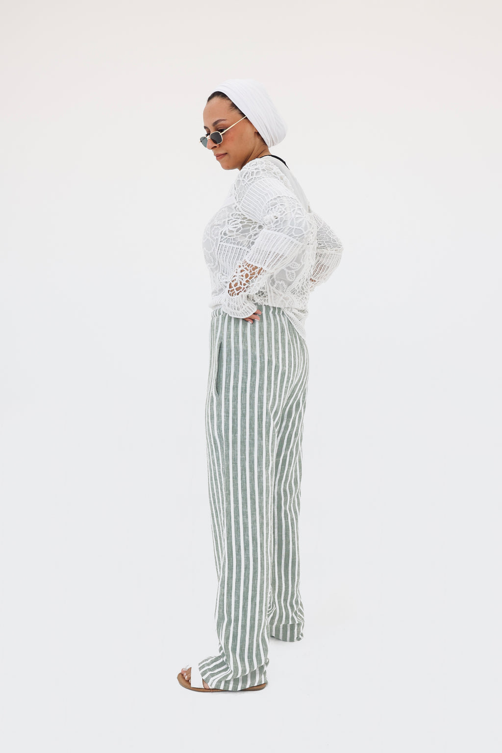 Remal stripped ketan pant Olive