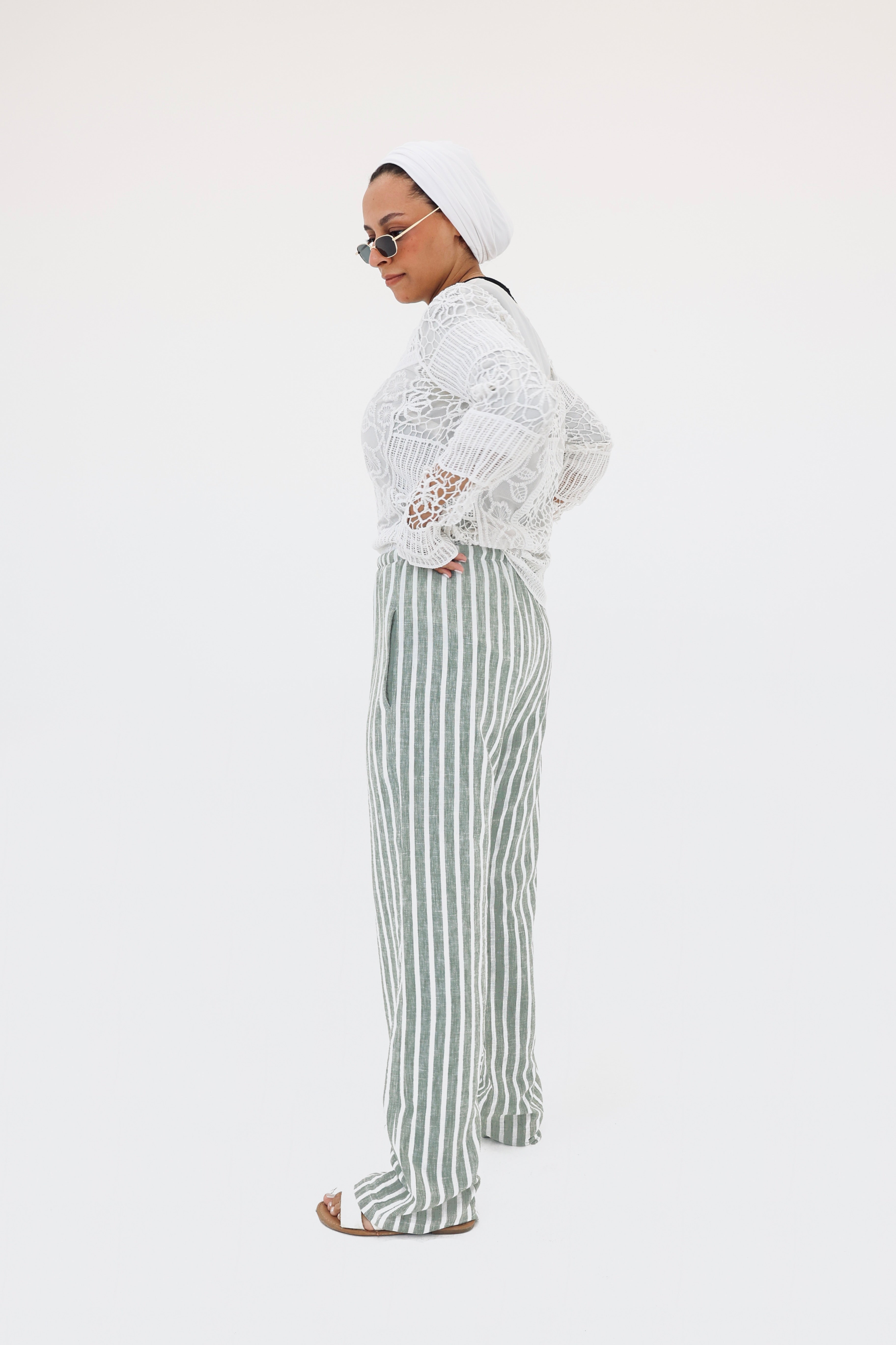 Remal stripped ketan pant Olive